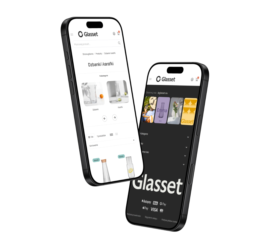 Sklep internetowy Glasset - wersja mobile