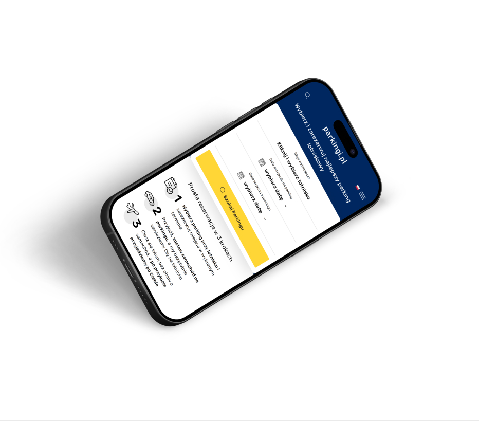 Widok aplikacji mobilnej Parkingi.pl